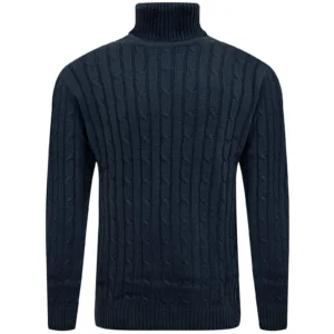 Mens Cable Knit Turtle Neck Jumper