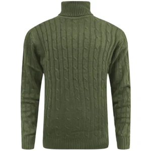 Mens Cable Knit Turtle Neck Jumper