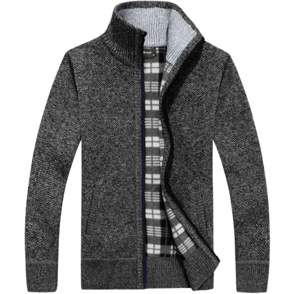 Mens 1702 Fleece Lined Knitted Zip Up Cardigan