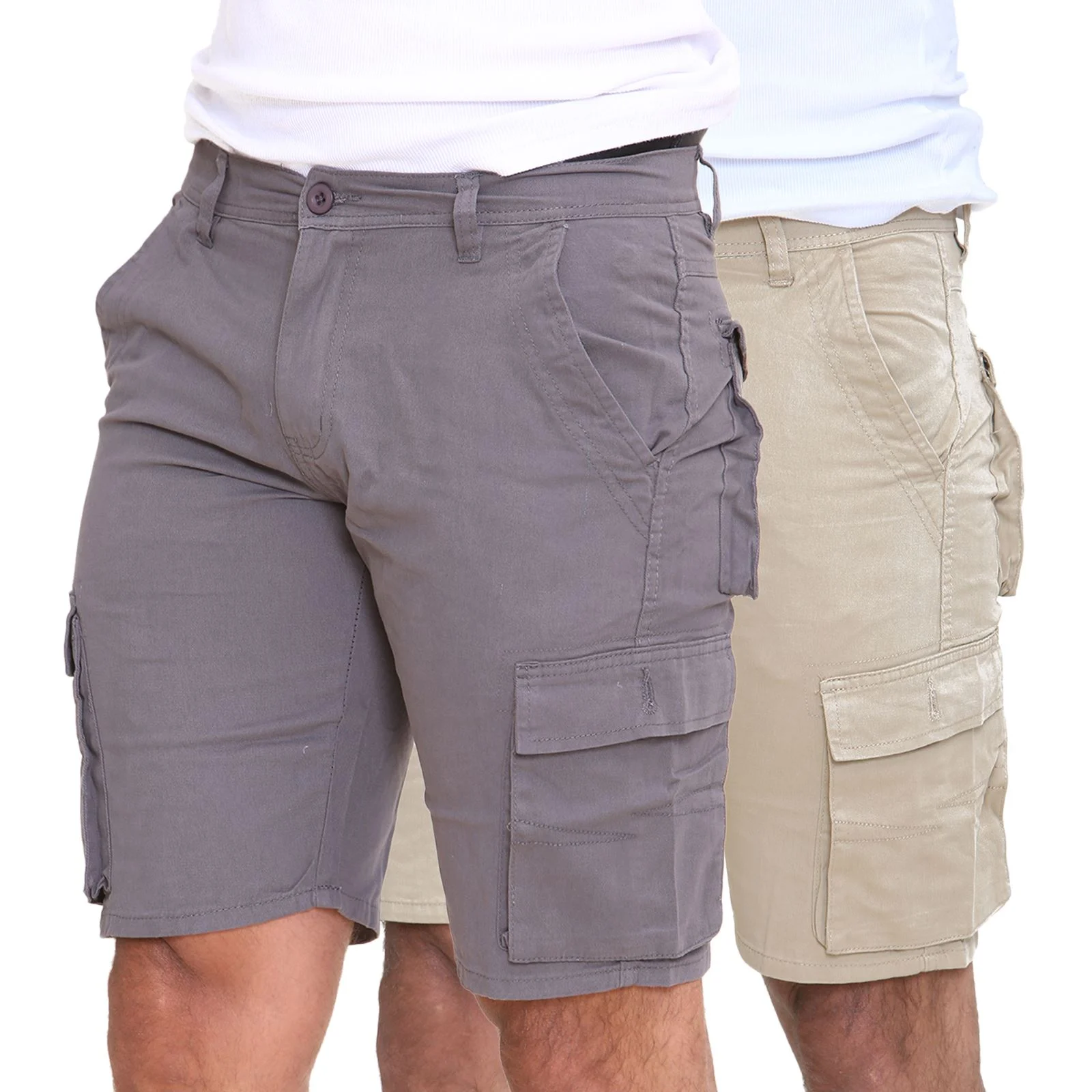 Mens 2 Pack Cargo Summer Chino Shorts