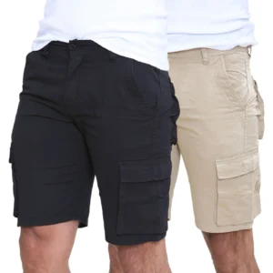 Mens 2 Pack Cargo Summer Chino Shorts