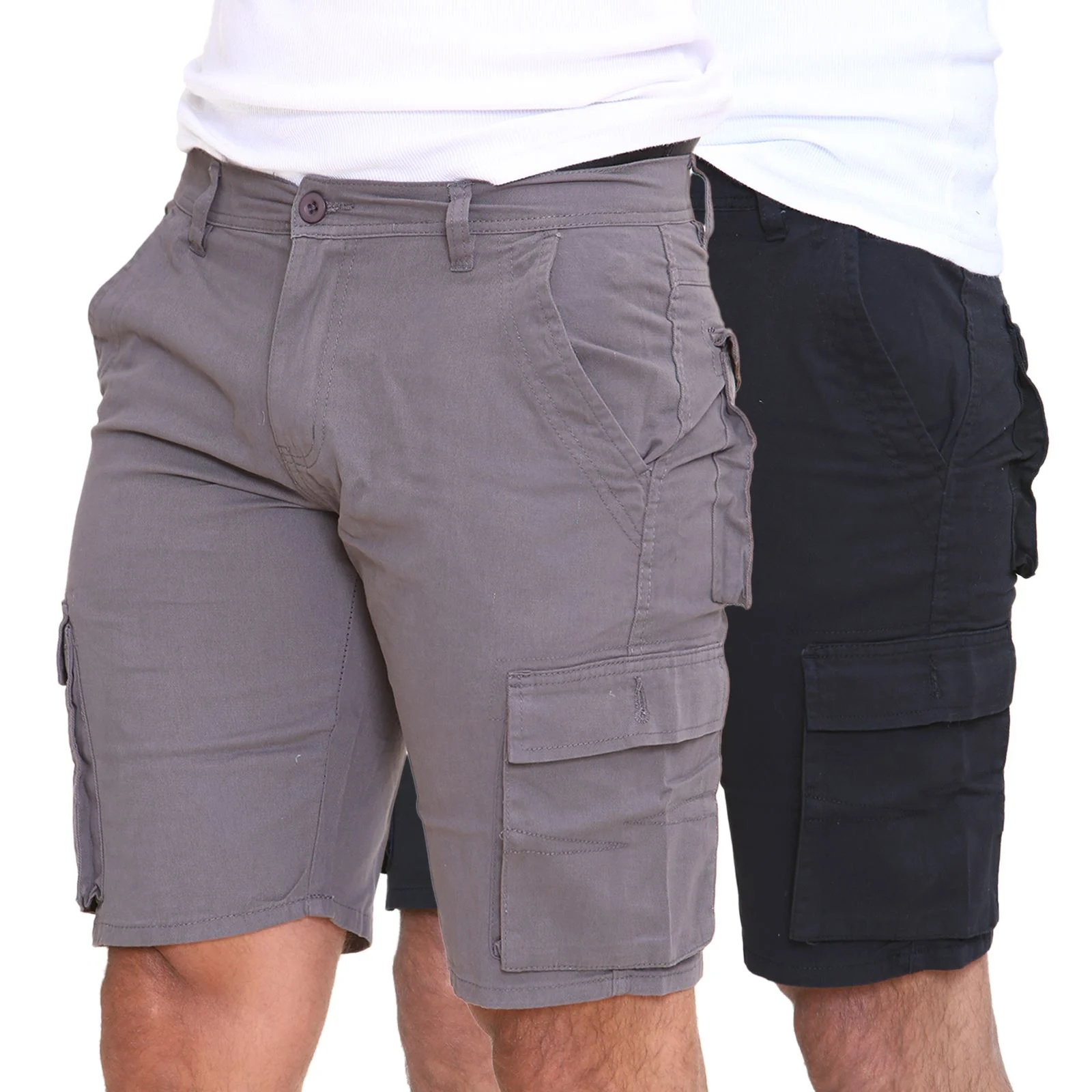 Mens 2 Pack Cargo Summer Chino Shorts