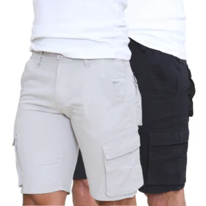 Mens 2 Pack Cargo Summer Chino Shorts