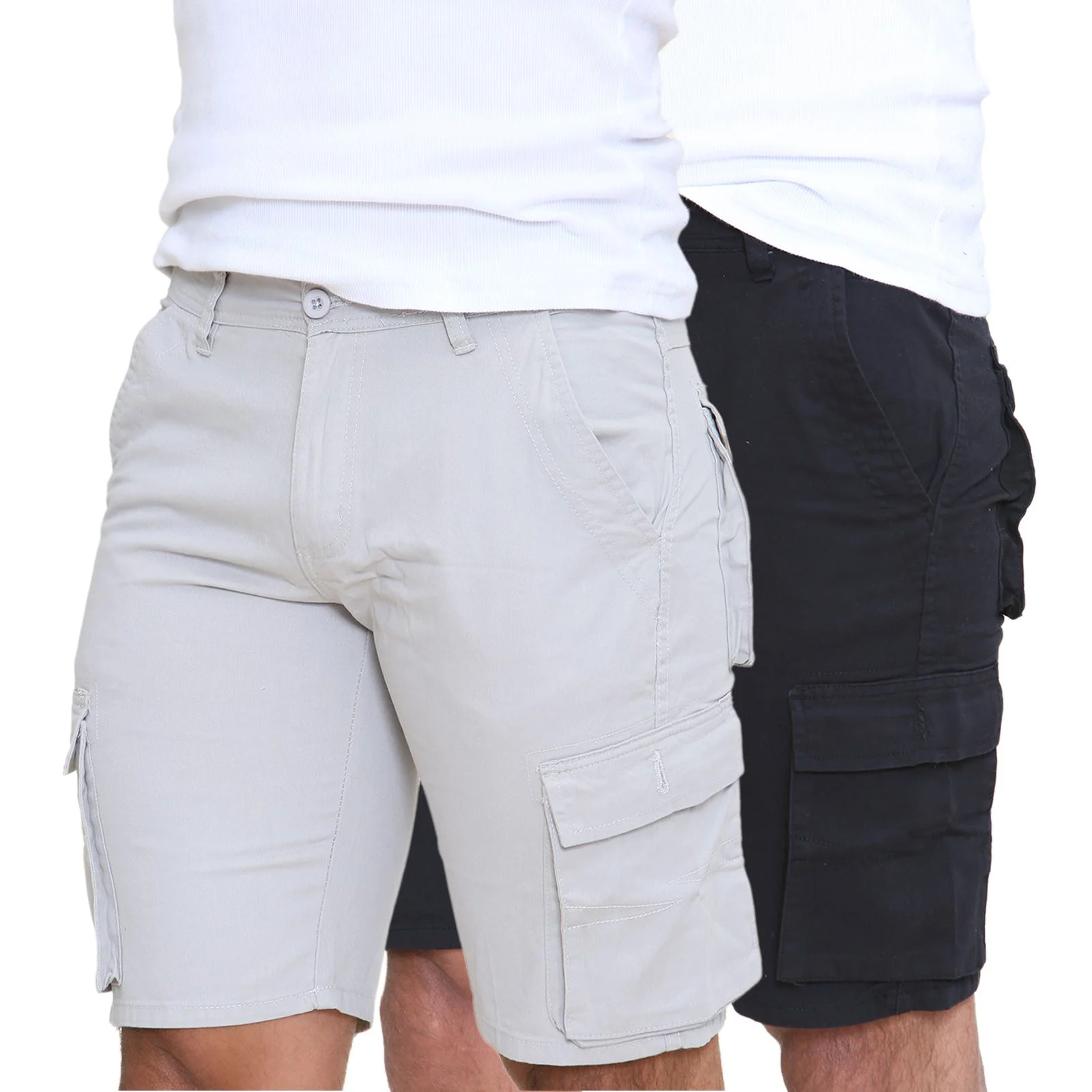 Mens 2 Pack Cargo Summer Chino Shorts