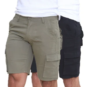 Mens 2 Pack Cargo Summer Chino Shorts