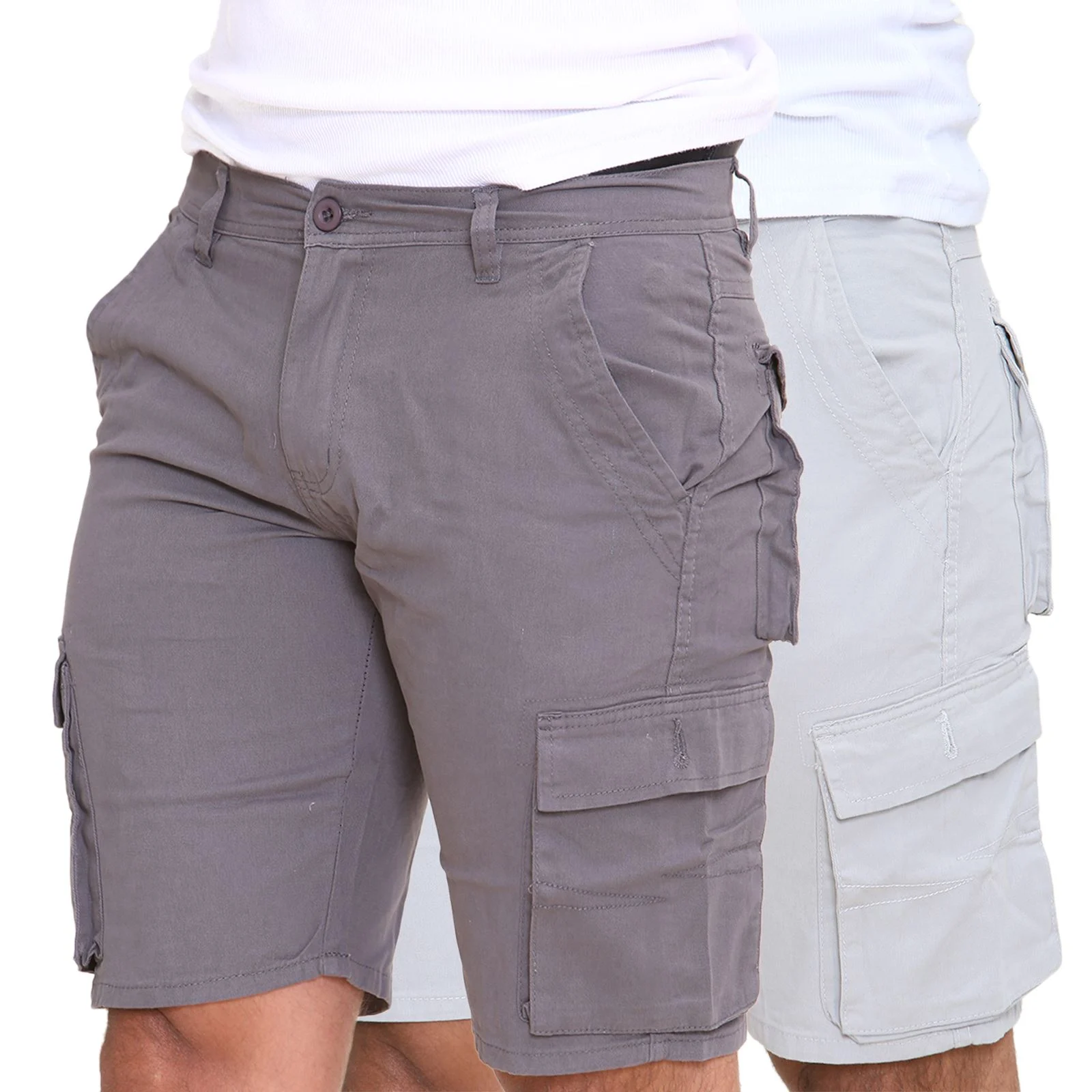 Mens 2 Pack Cargo Summer Chino Shorts