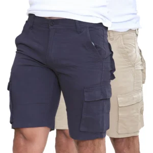 Mens 2 Pack Cargo Summer Chino Shorts