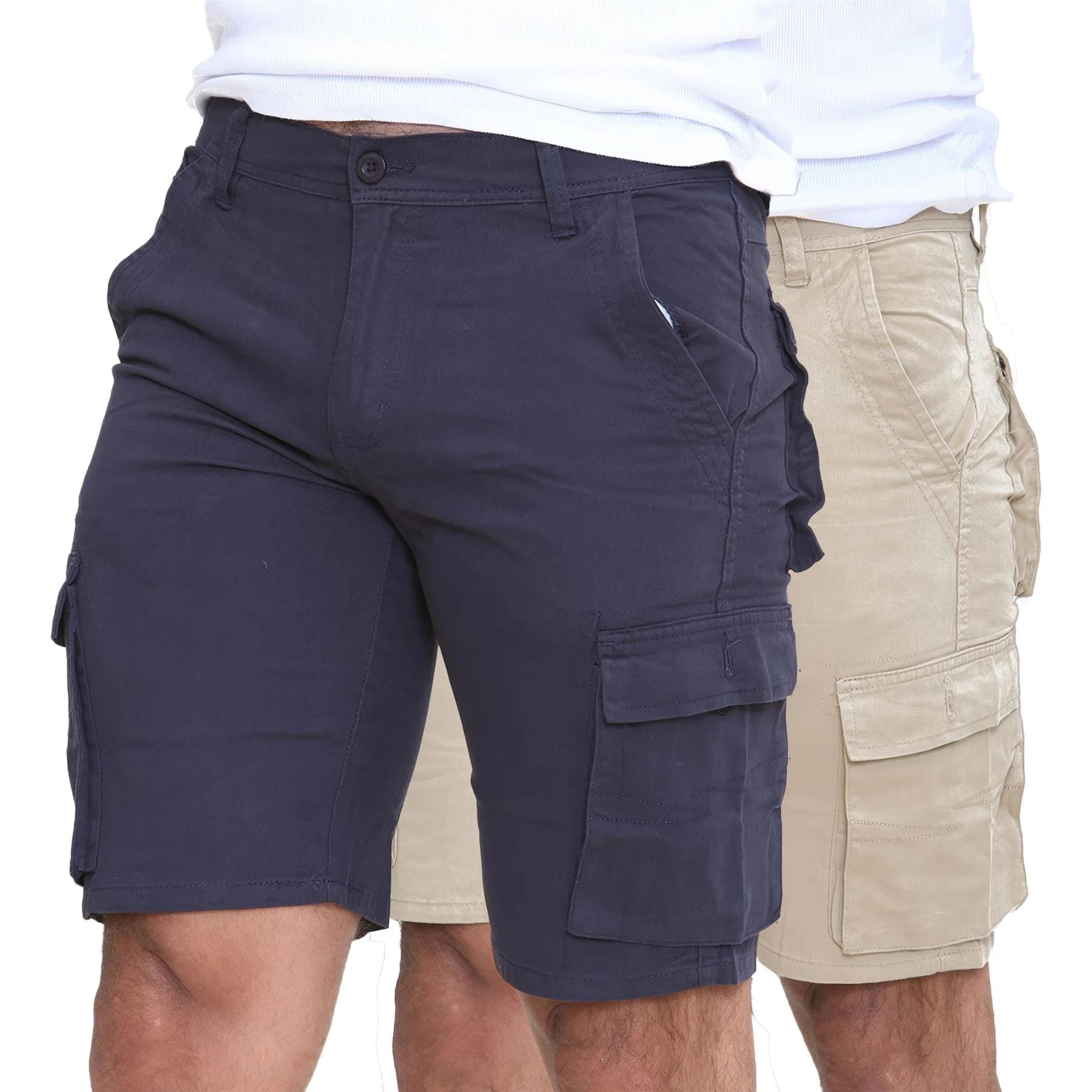 Mens 2 Pack Cargo Summer Chino Shorts