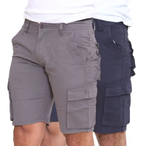 Mens 2 Pack Cargo Summer Chino Shorts