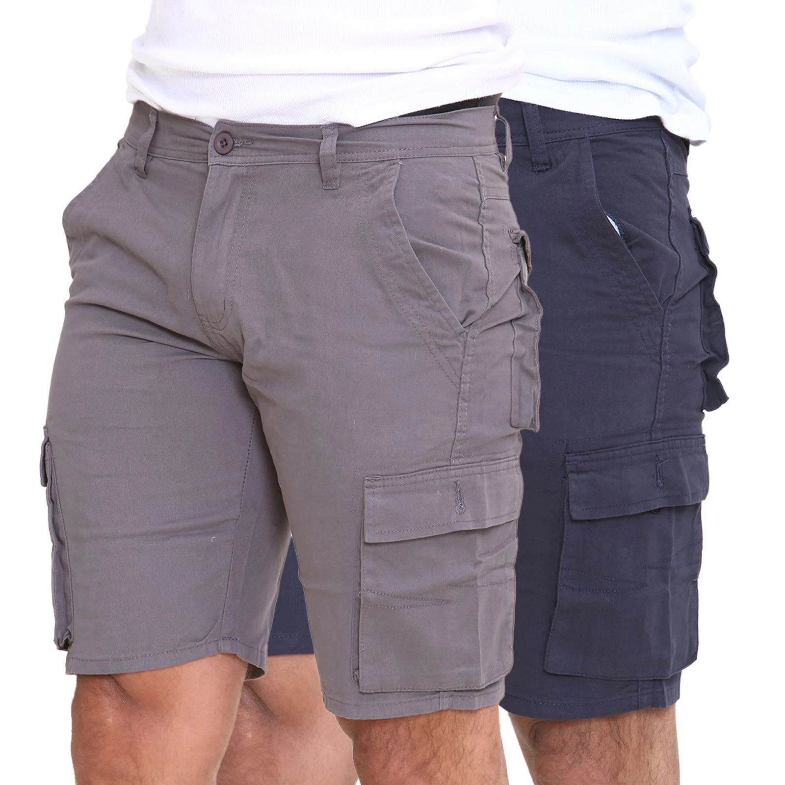 Mens 2 Pack Cargo Summer Chino Shorts