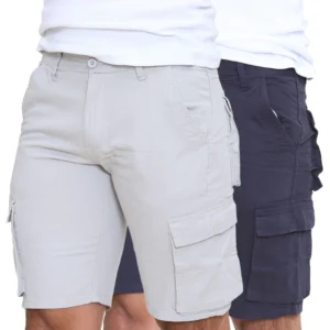 Mens 2 Pack Cargo Summer Chino Shorts