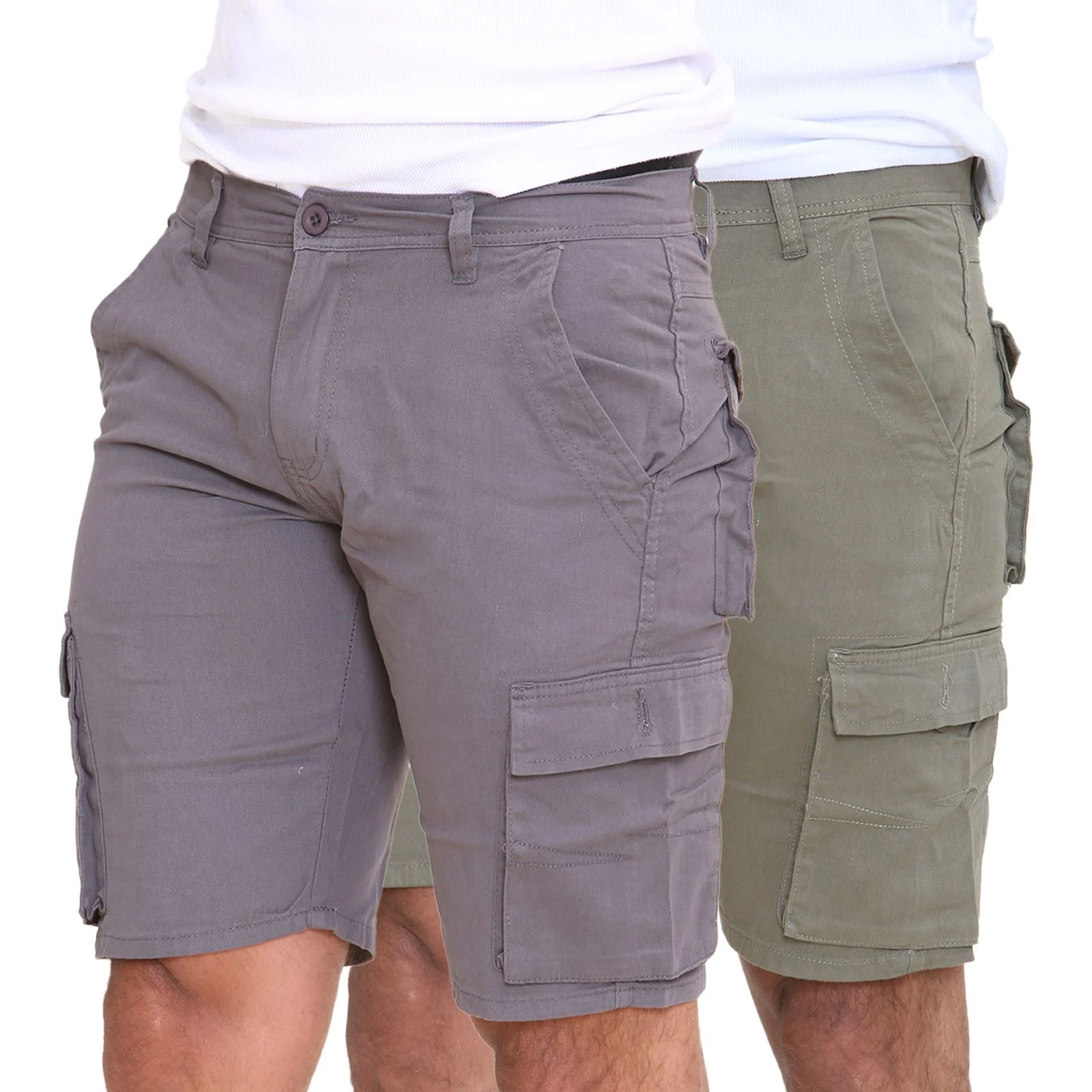 Mens 2 Pack Cargo Summer Chino Shorts