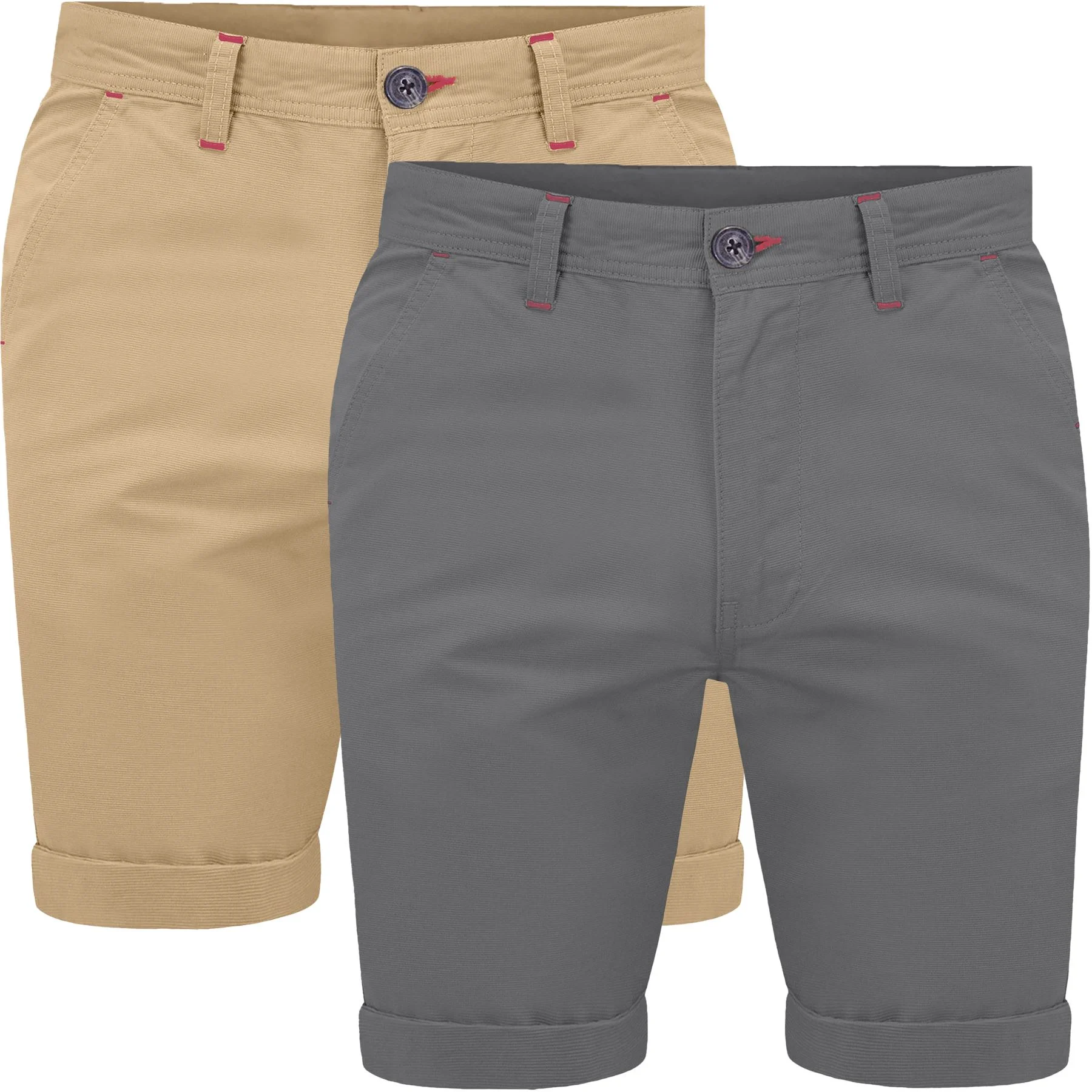 Mens 2 Pack Stretch Cargo Chino Shorts