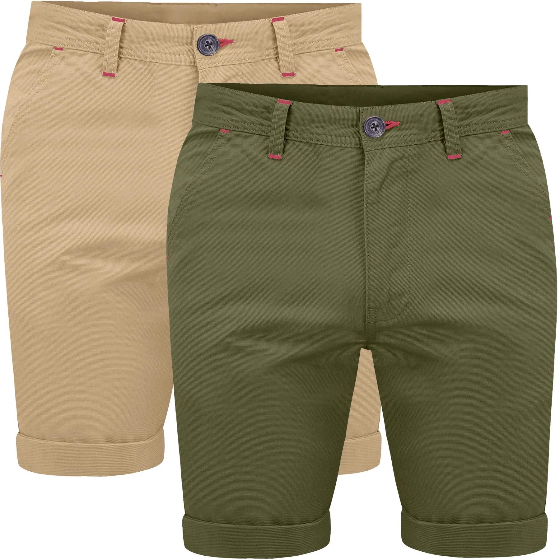 Mens 2 Pack Stretch Cargo Chino Shorts