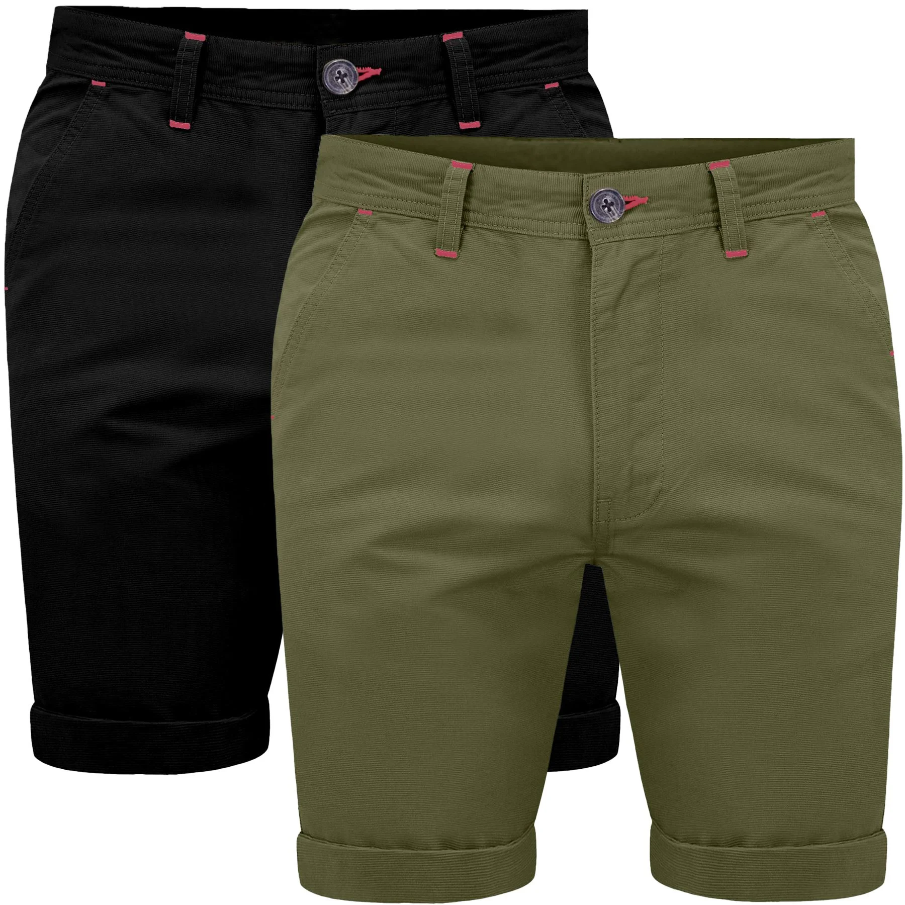 Mens 2 Pack Stretch Cargo Chino Shorts