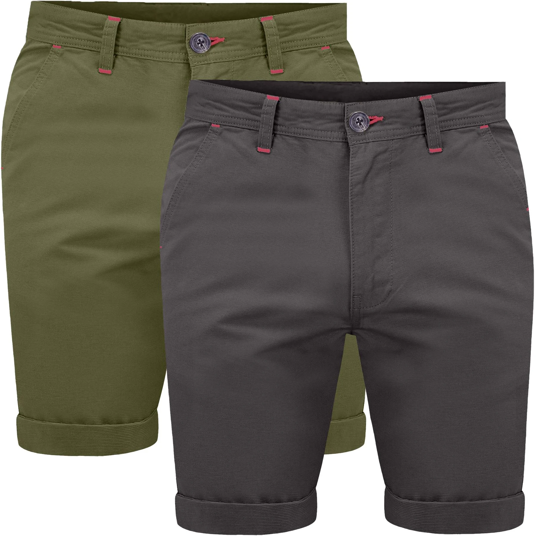 Mens 2 Pack Stretch Cargo Chino Shorts