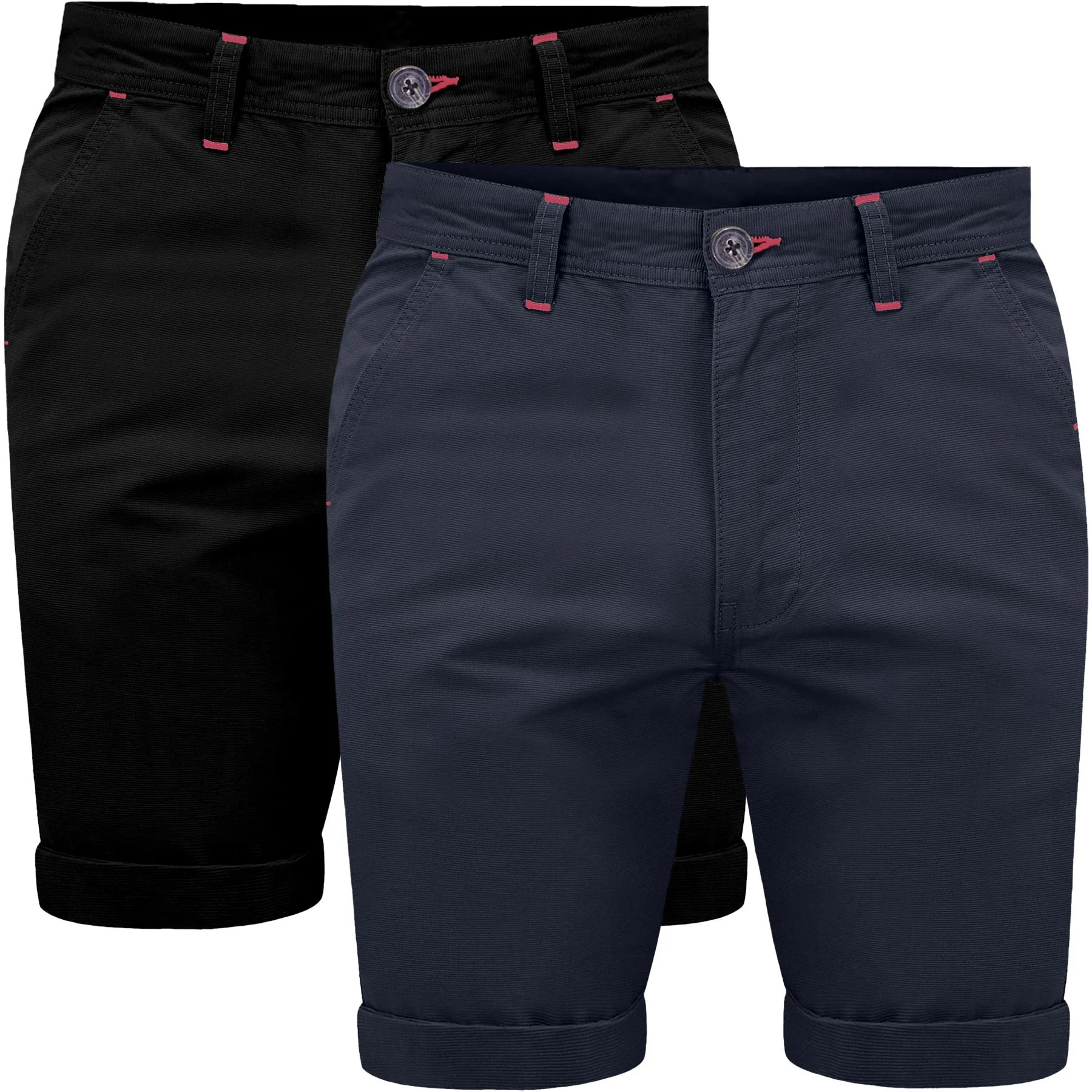 Mens 2 Pack Stretch Cargo Chino Shorts