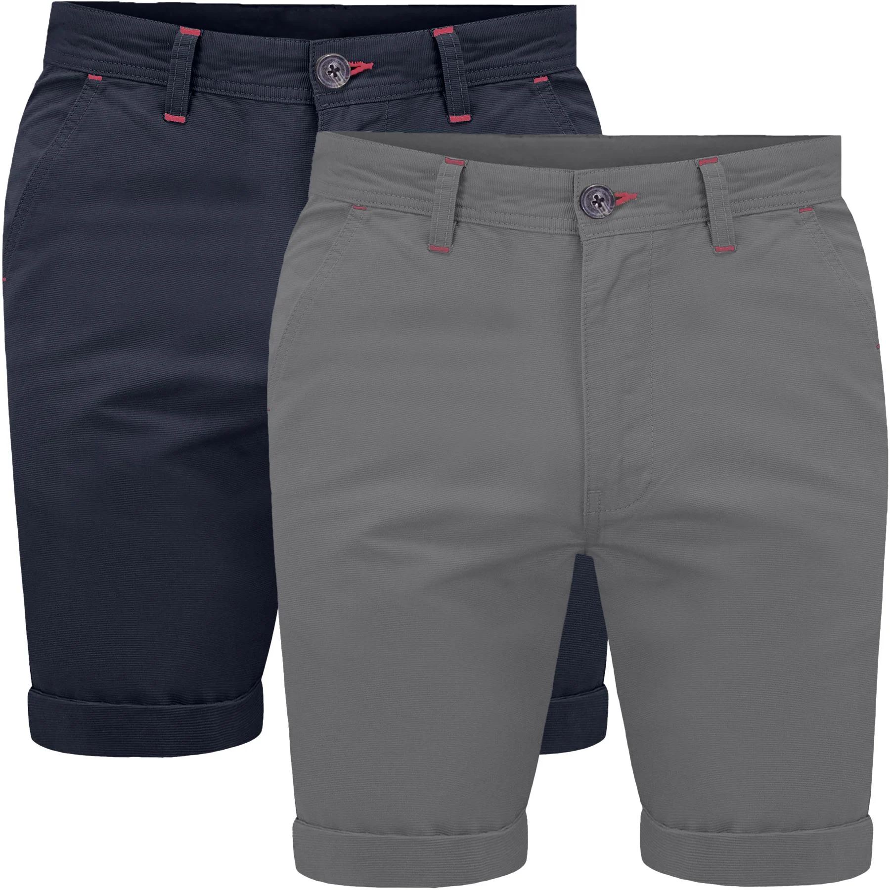 Mens 2 Pack Stretch Cargo Chino Shorts