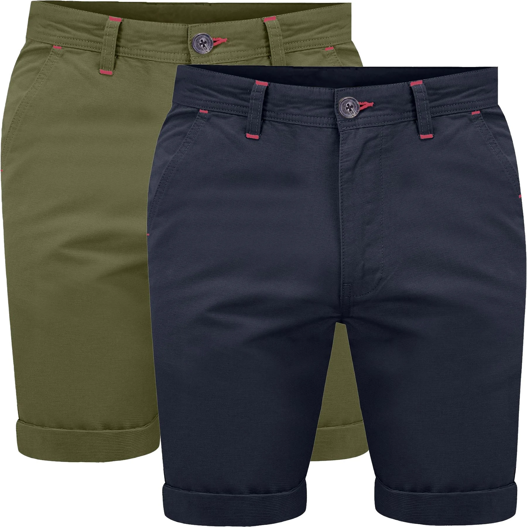 Mens 2 Pack Stretch Cargo Chino Shorts