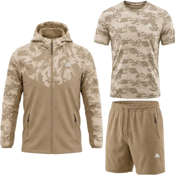 Mens 3 Piece Jabal Camo Stretch Hooded Short Set