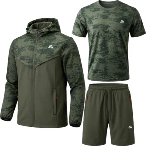 Mens 3 Piece Jabal Camo Stretch Hooded