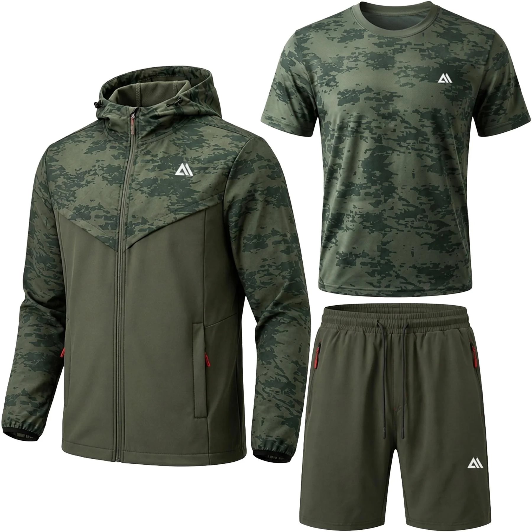 Mens 3 Piece Jabal Camo Stretch Hooded