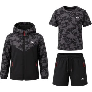 Boys 3 Piece Jabal Camo Stretch Tracksuit