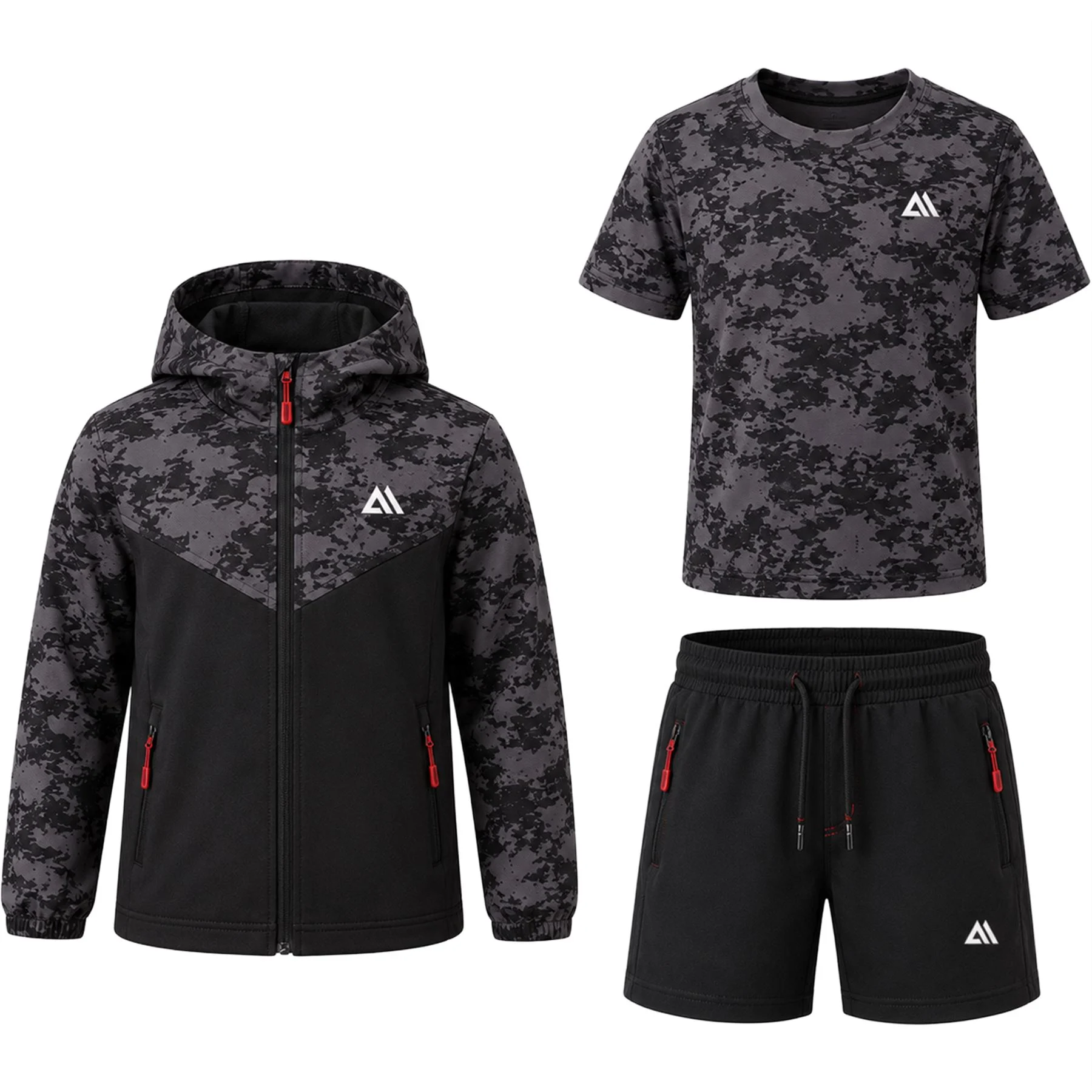 Boys 3 Piece Jabal Camo Stretch Tracksuit