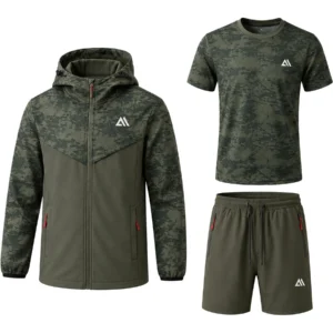 Boys 3 Piece Jabal Camo Stretch Tracksuit