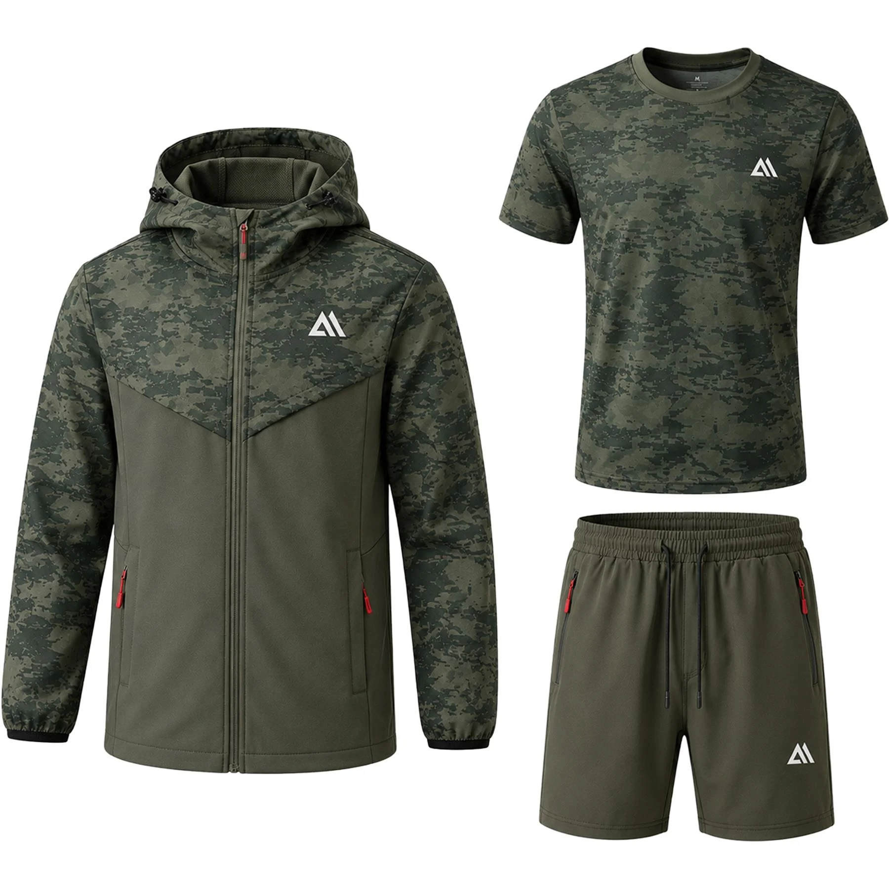 Boys 3 Piece Jabal Camo Stretch Tracksuit