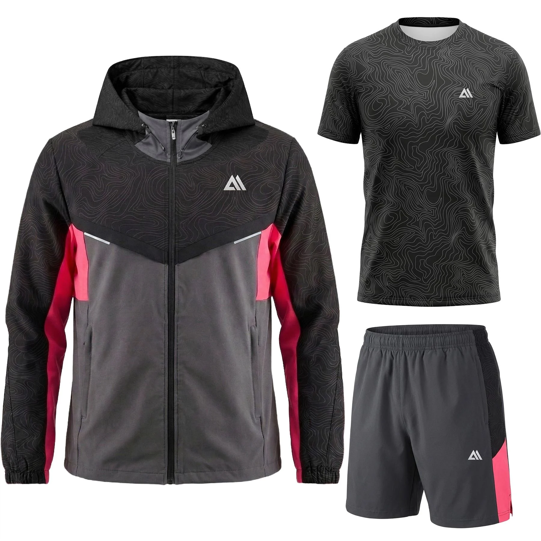 Mens 3 Piece Jabal Spiral Stretch Hooded