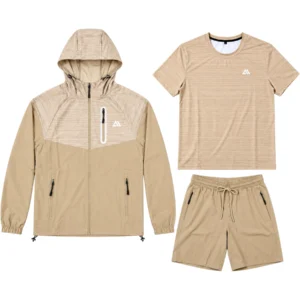 Mens 3-Piece Textured Hooded Tracksuit Set