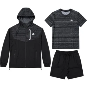 Mens 3-Piece Textured Hooded Tracksuit Set