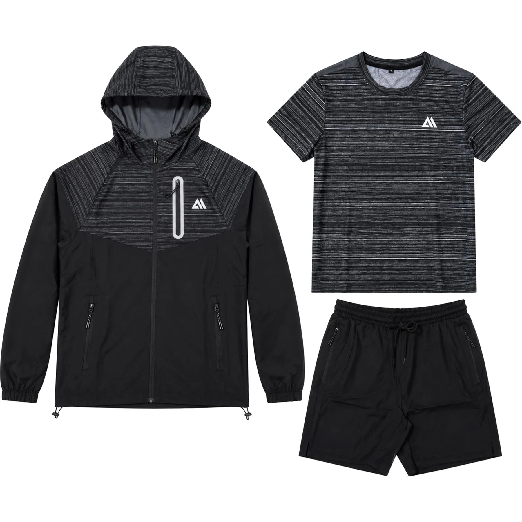 Mens 3-Piece Textured Hooded Tracksuit Set