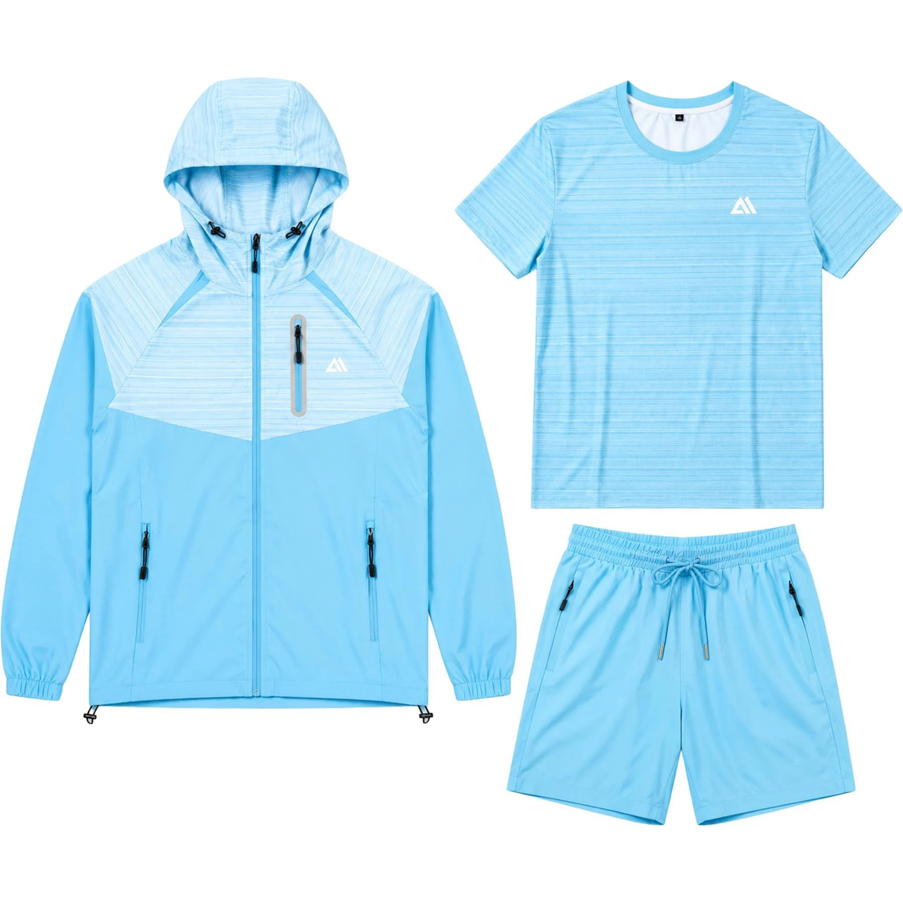 Mens 3-Piece Textured Hooded Tracksuit Set