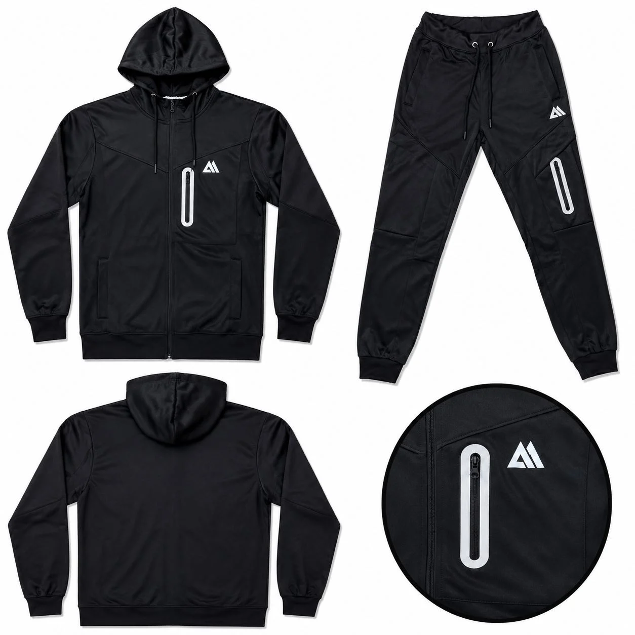 Mens Jabal Reflective Stretch Hooded Tracksuit Set