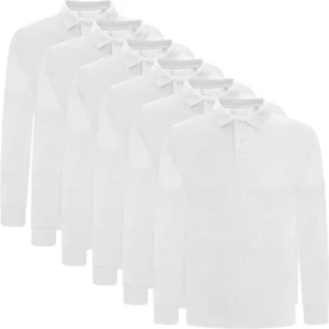 Mens 6 Pack Long Sleeve Polo Shirts