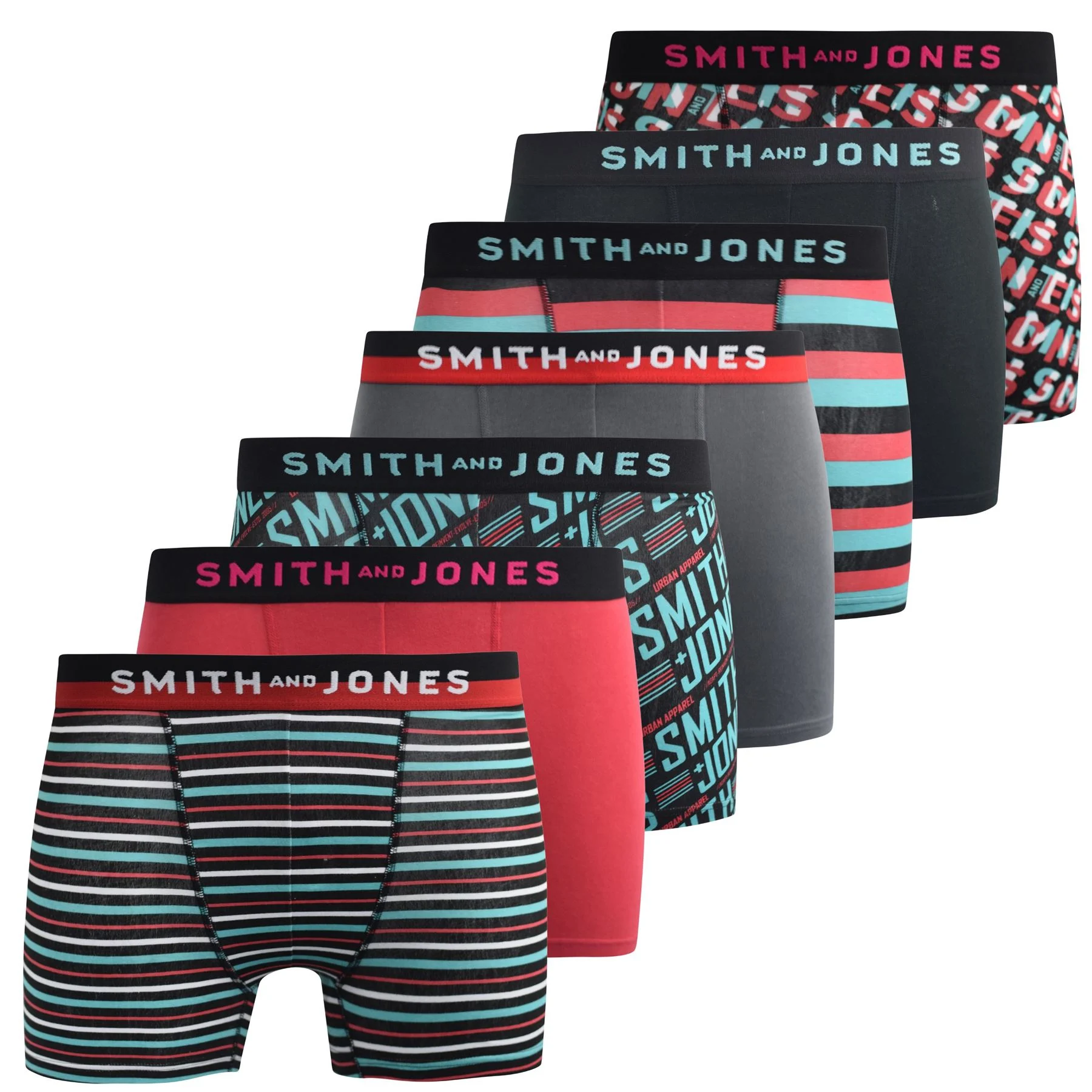 Mens 7 Pack Taden Red Boxer Shorts