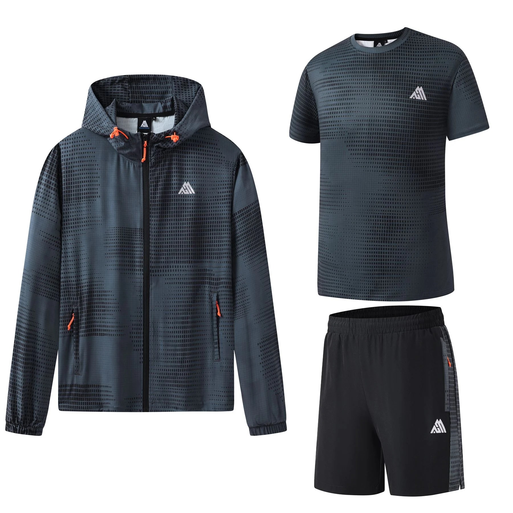 Mens 3 Piece Dotted Stretch Hooded Tracksuit