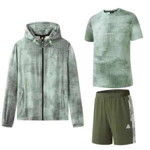 Mens 3 Piece Dotted Stretch Hooded Tracksuit