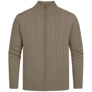 Mens Attire Knitted Zip Up Cardigan