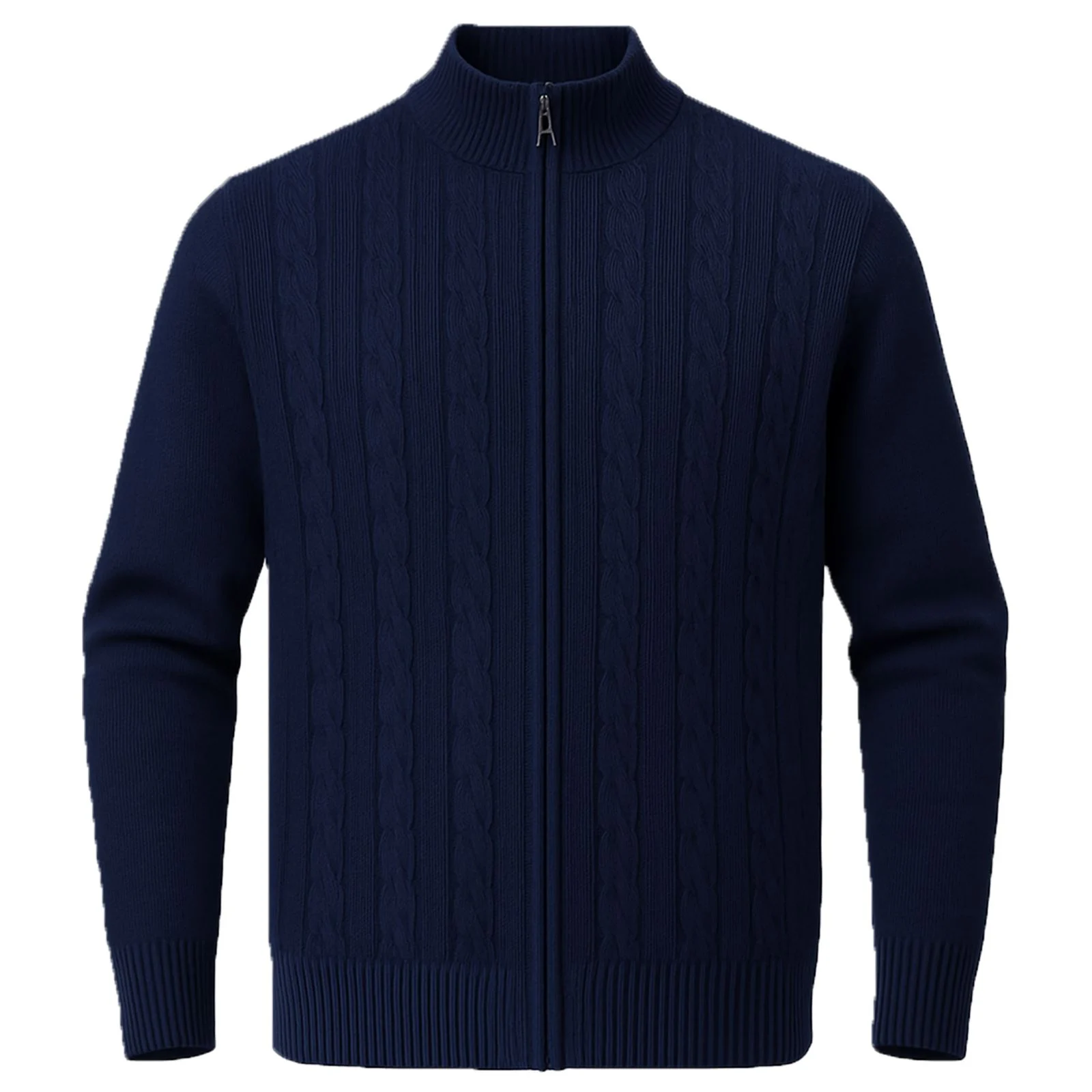 Mens Attire Knitted Zip Up Cardigan