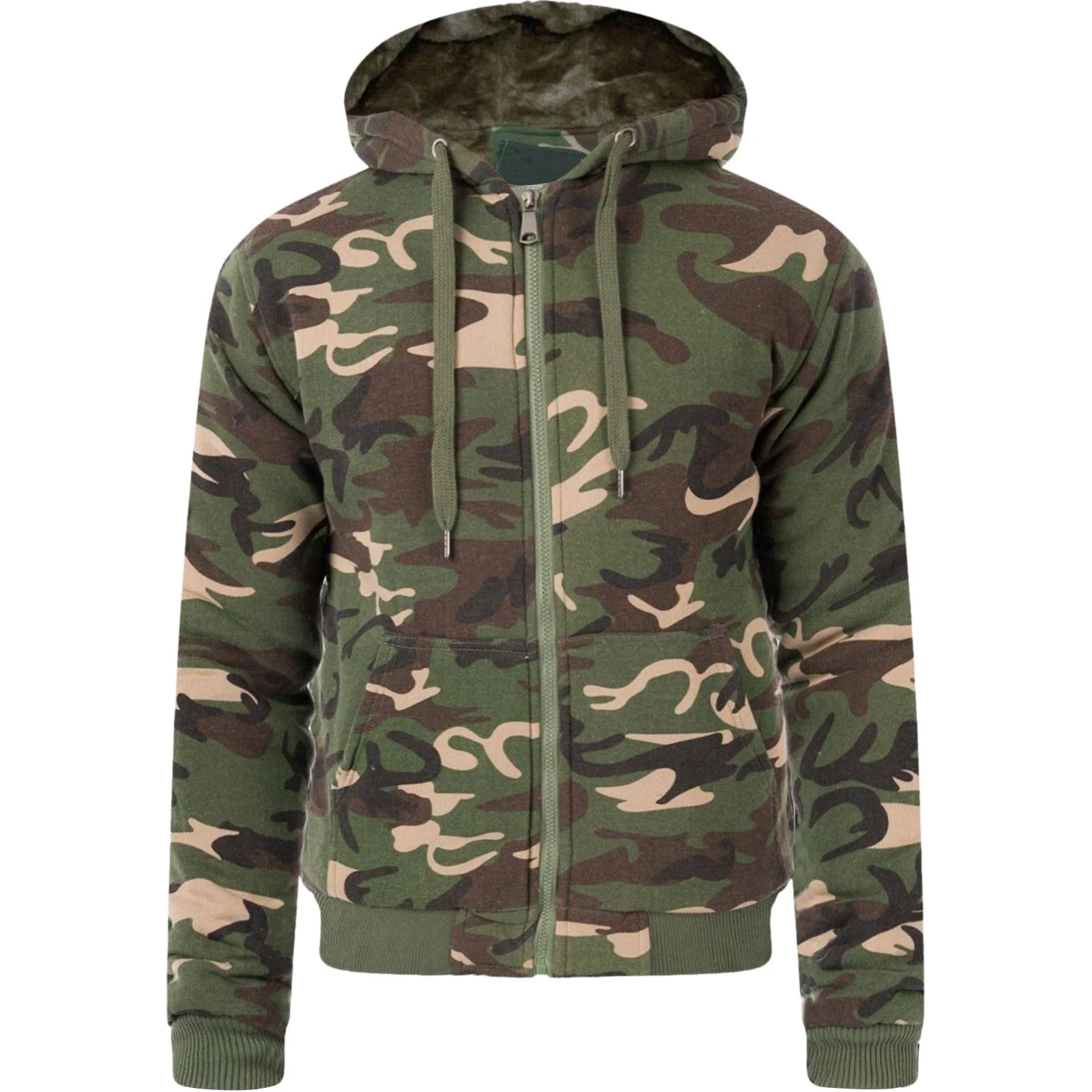 Mens Zone Sherpa Lined Padded Camo Zip
