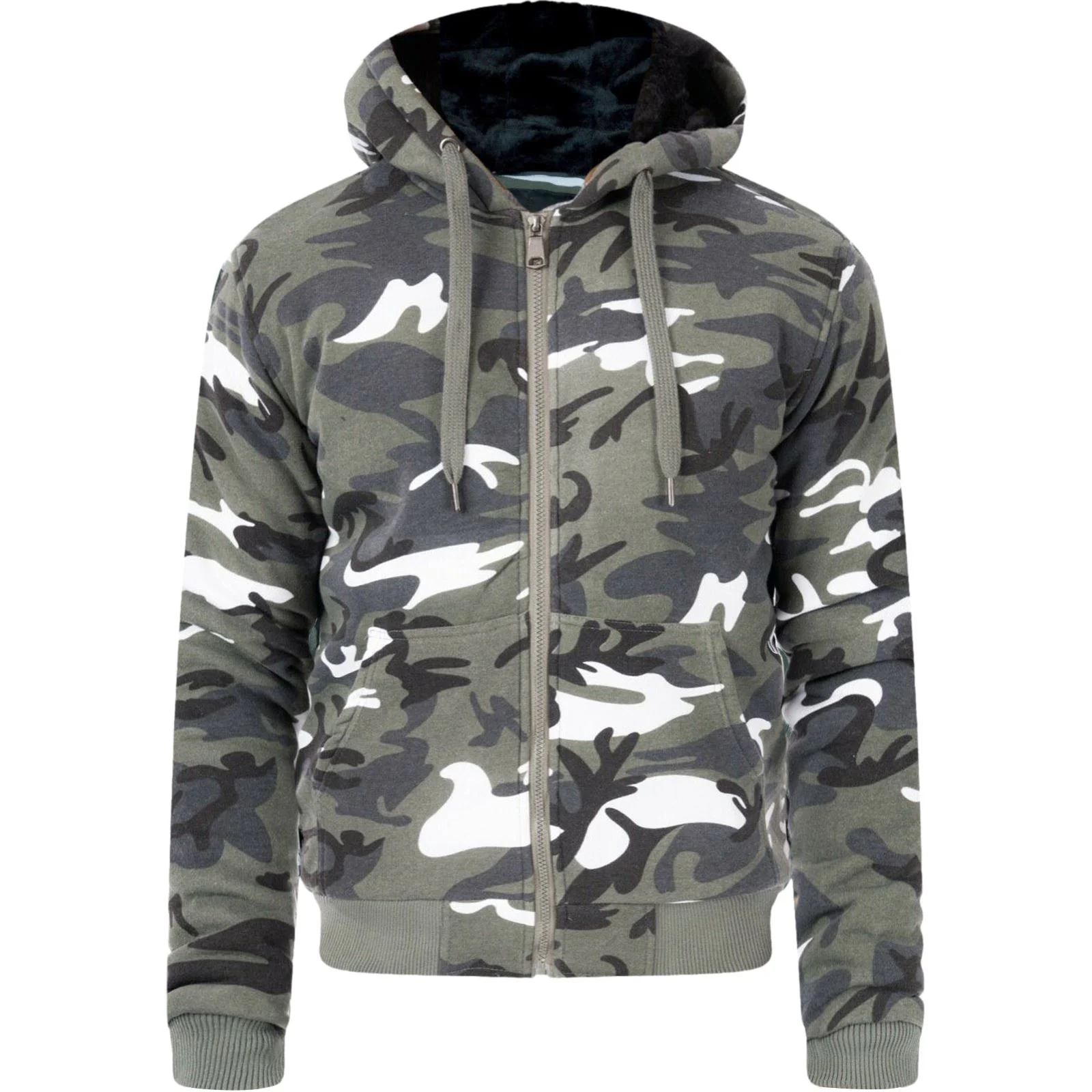 Mens Zone Sherpa Lined Padded Camo Zip