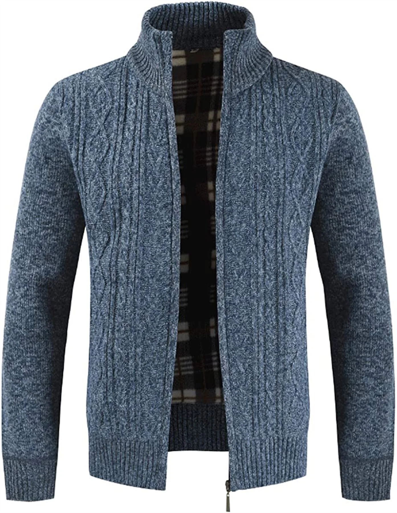 Mens Cable Fleece Lined Knitted Cardigan