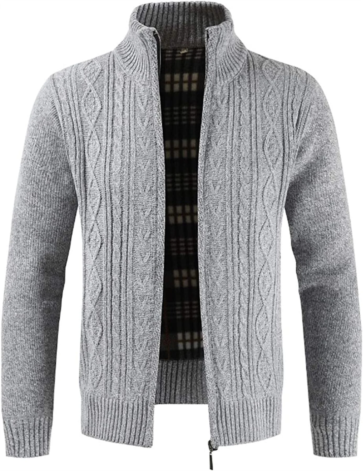 Mens Cable Fleece Lined Knitted Cardigan