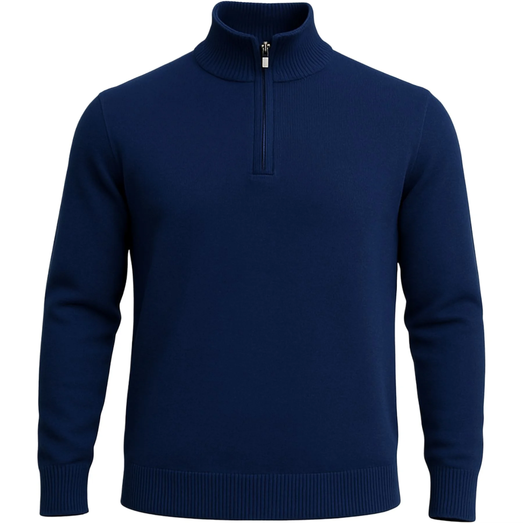 Mens Cappuccino Knitted Quarter Zip Jacket