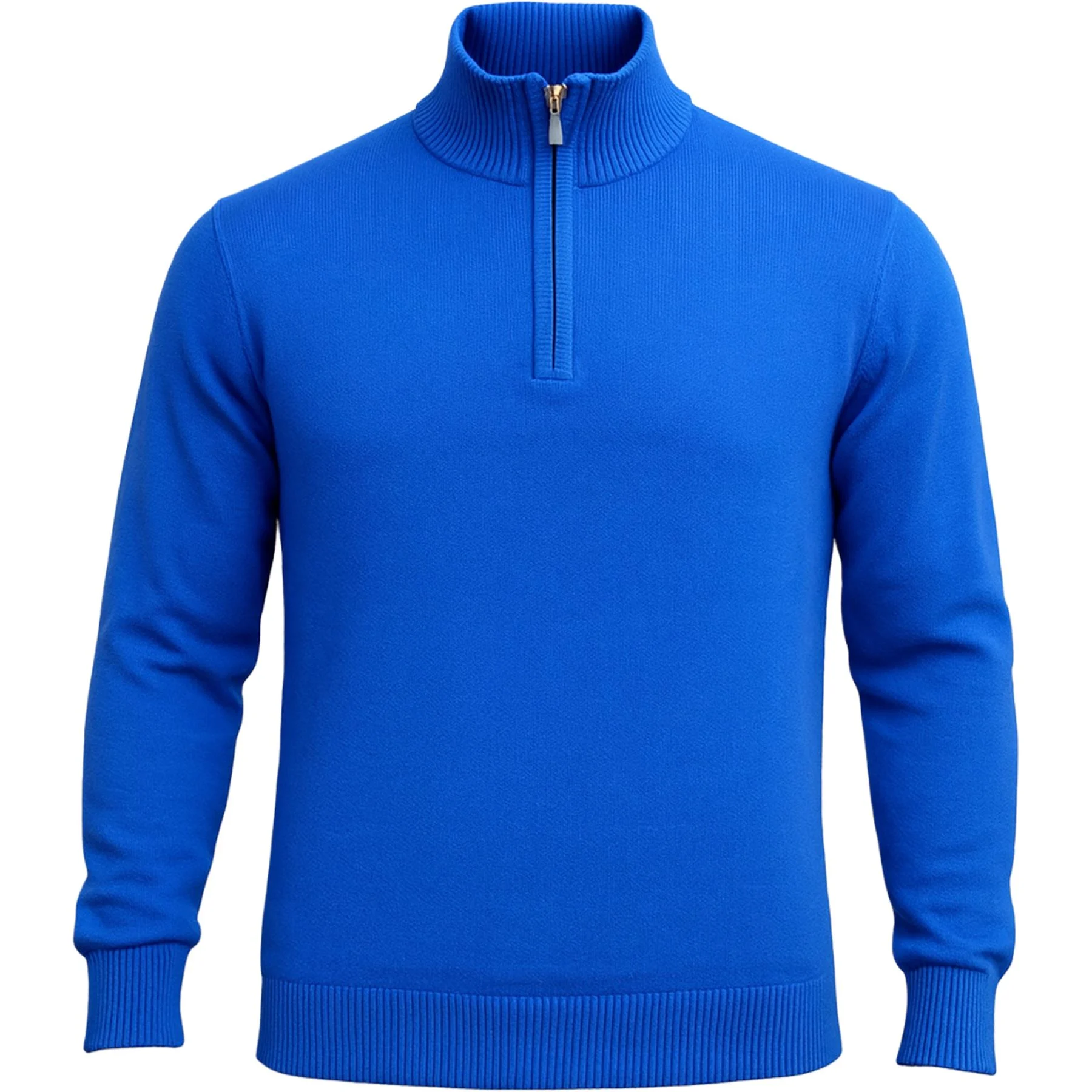 Mens Cappuccino Knitted Quarter Zip Jacket