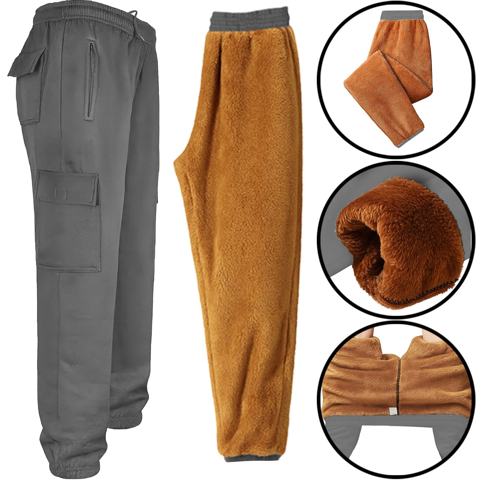 Mens Cargo Sherpa Fleece Joggers