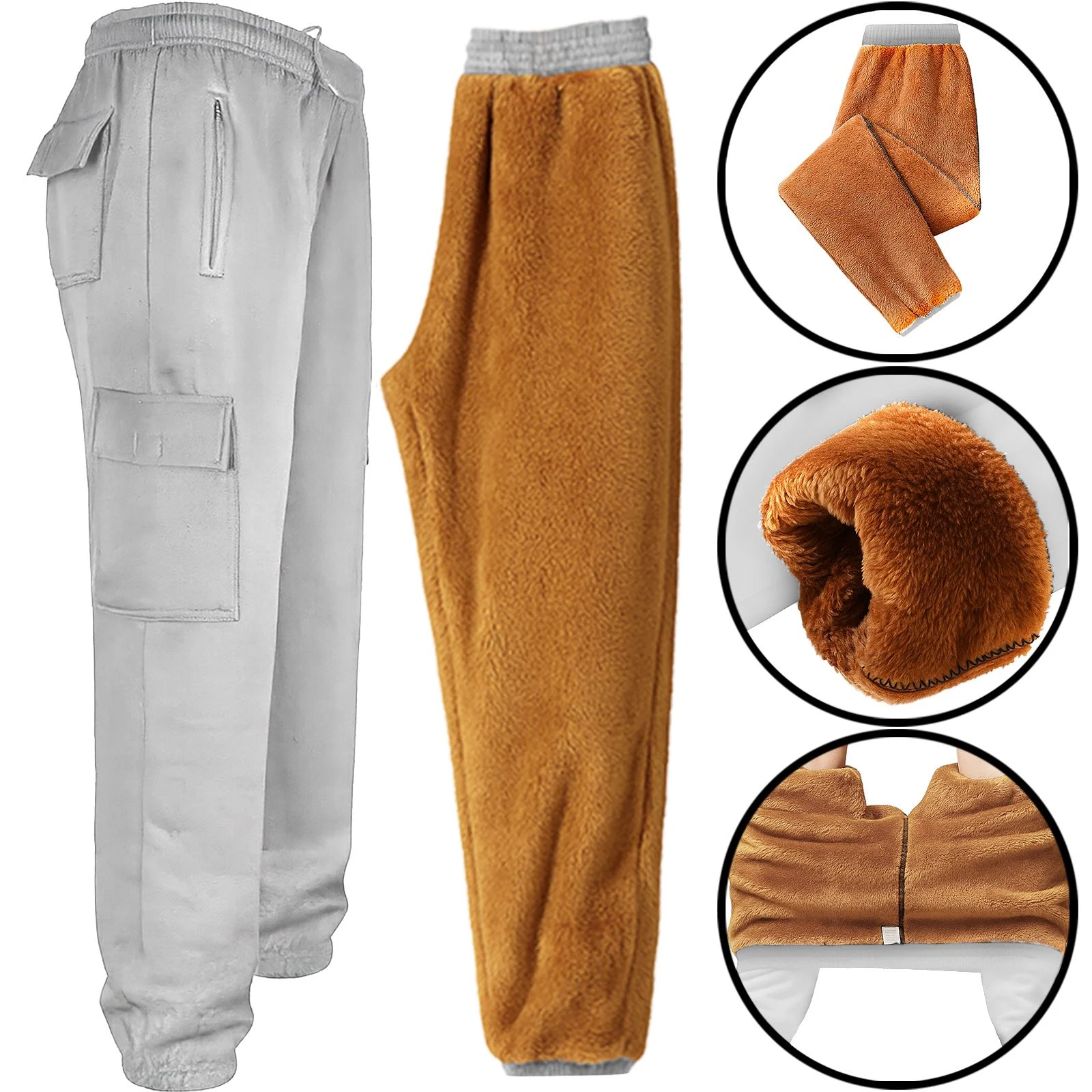 Mens Cargo Sherpa Fleece Joggers